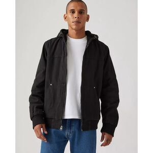 Levis Sherpa Lined Hooded‎ Canvas Jacket Mens Medium Black Trucker Commuter Work